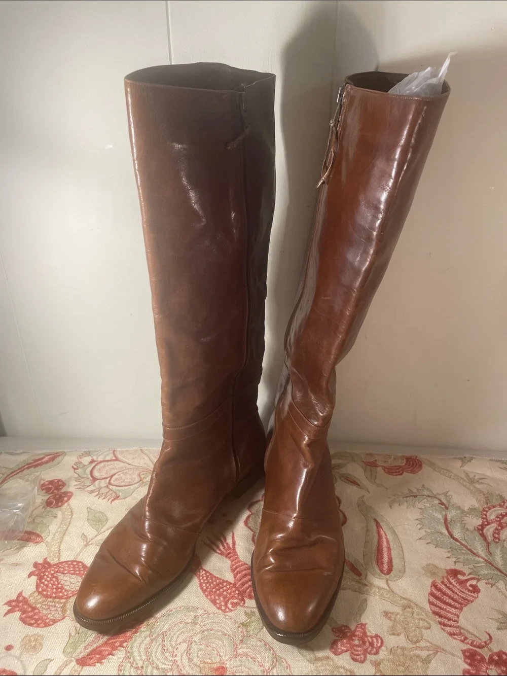 Salvatore Ferragamo Tall Knee High Cognac Leather Vintage